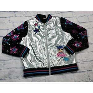 Lol Surprise Girl GIRLS SIZE L 10/12 Pink Bomber Jacket  Glitter Sequin Sleeves